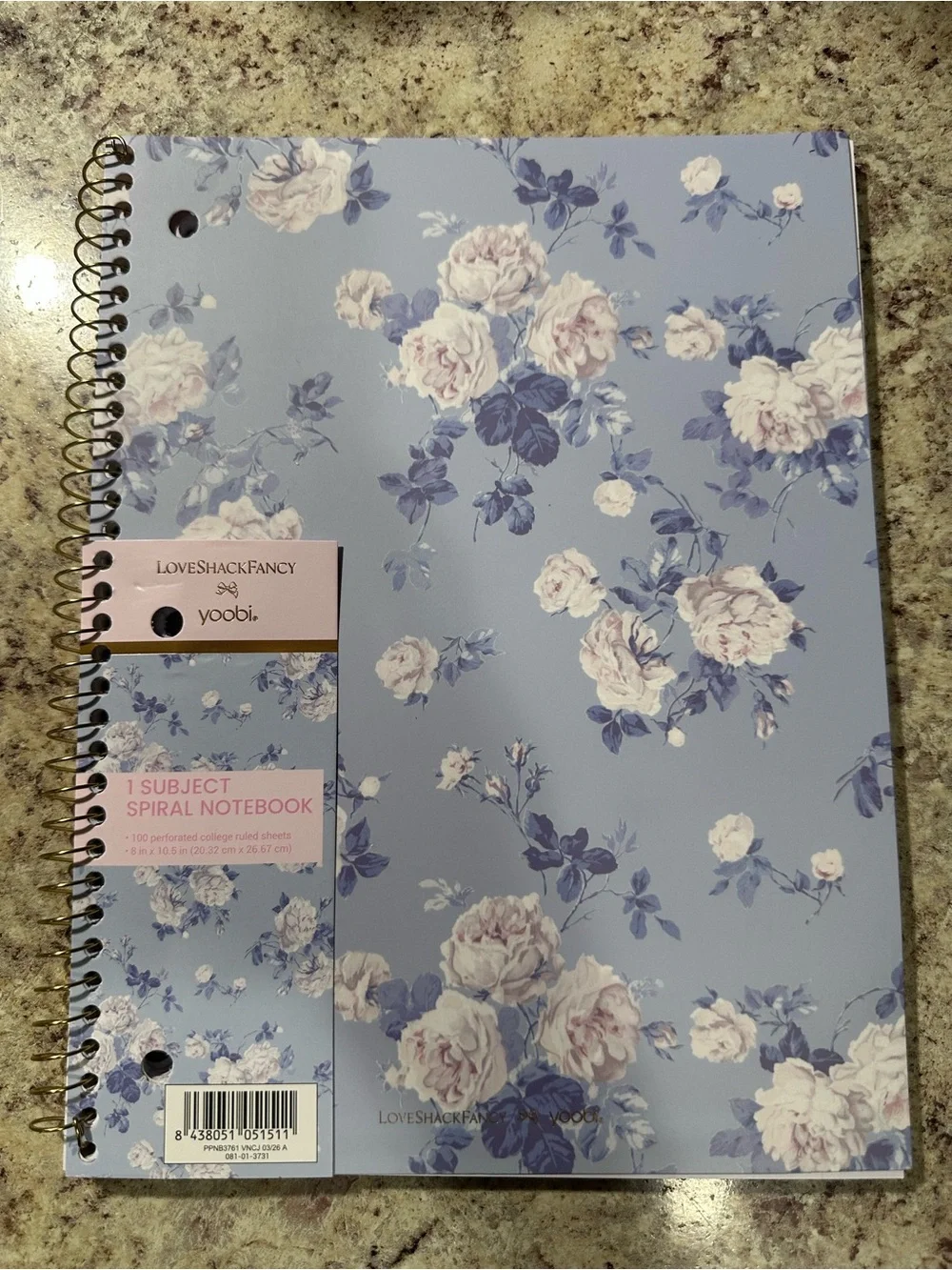 Love Shack Fancy x Yoobi Blue Floral Spiral Notebooks